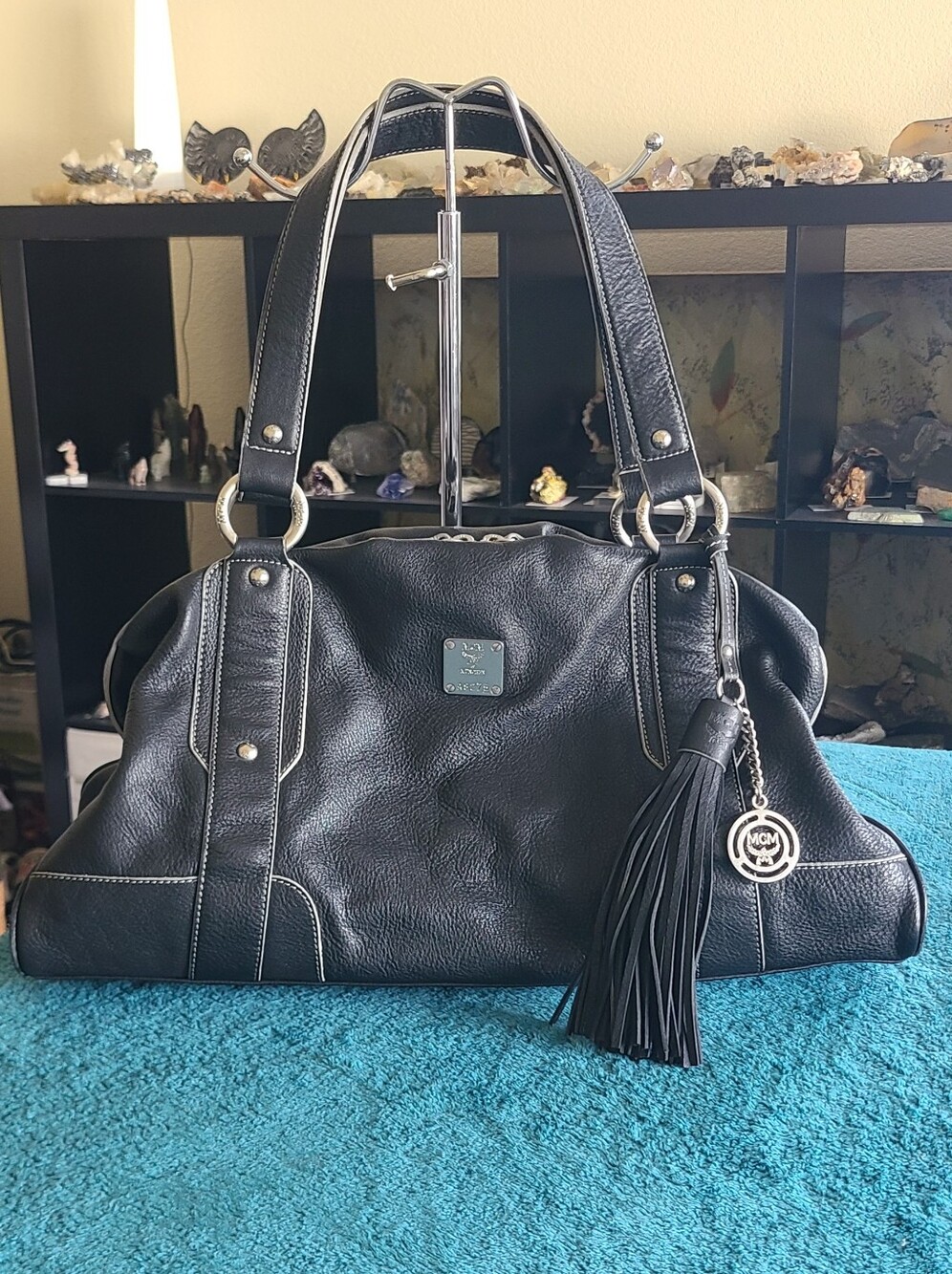 MCM Tassel Accent Leather Shoulder Bag